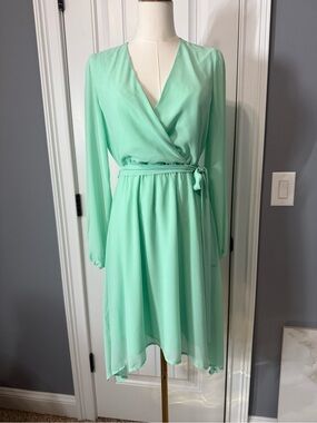NWT Reserved Mint Wrap-Style Long Sleeve Dress - XS